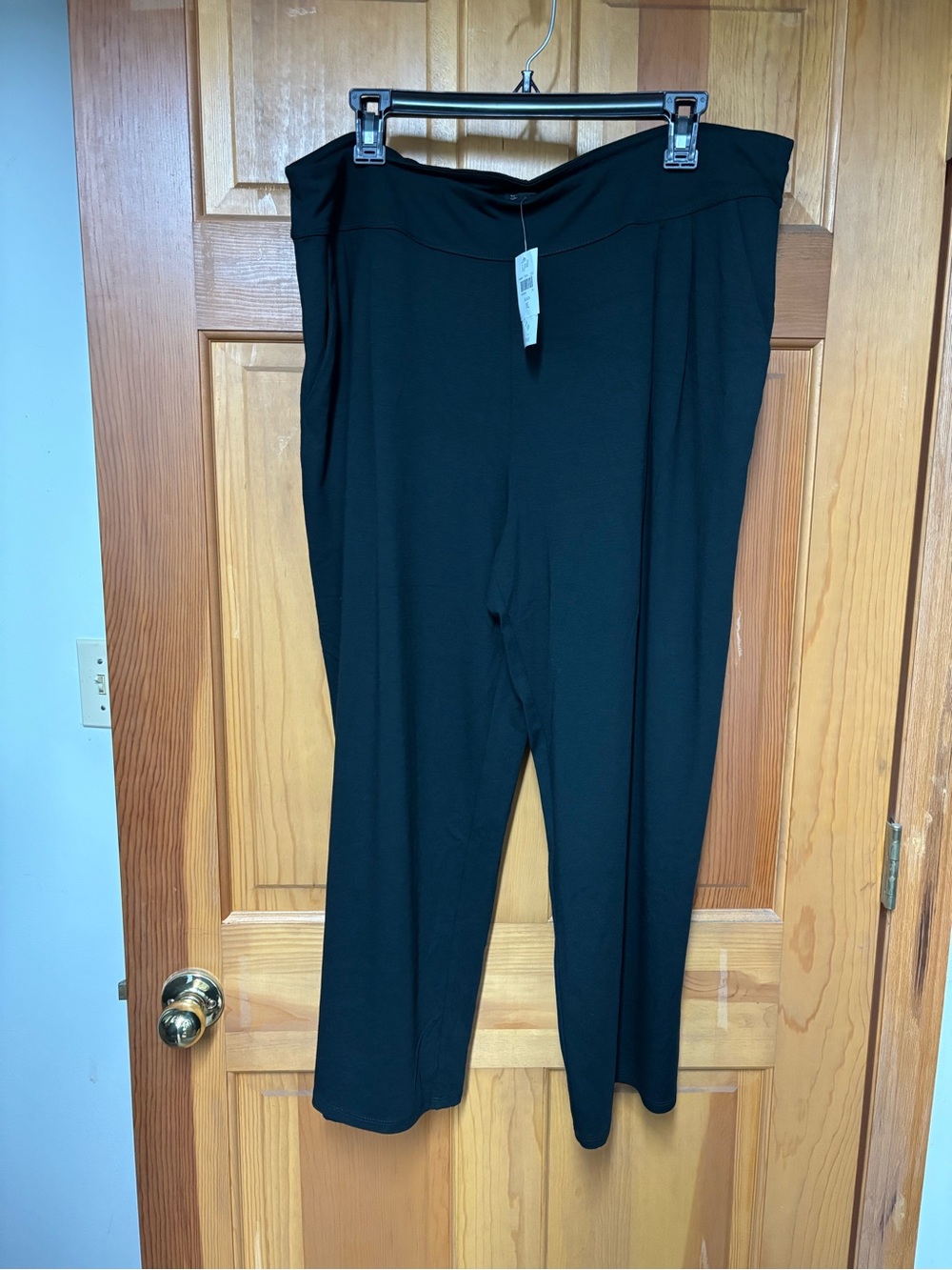Jjill Black Pull-On Women's pleated wide leg Pants - Comfortable Stretch Fit-XL